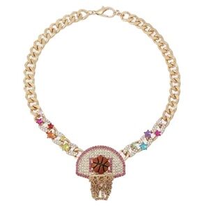 NWT ⚜️🏀⚜️ BETSEY JOHNSON BASKETBALL SHORT PENDANT NECKLACE ORANGE